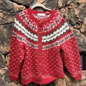 Chic Red Patterned Women's Cardigan